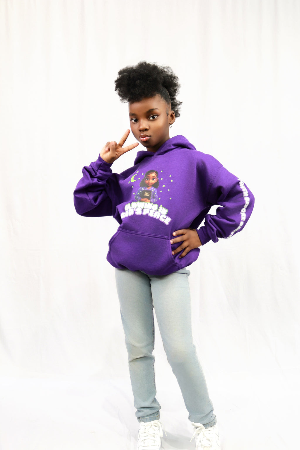 Glow Pajama Girl Hoodie – “Faith Before Bedtime”