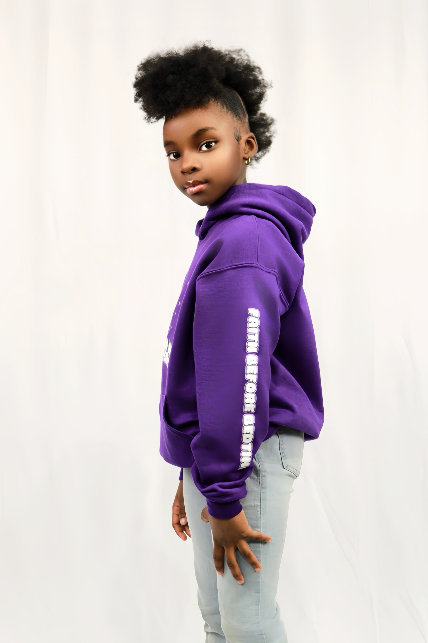Glow Pajama Girl Hoodie – “Faith Before Bedtime”