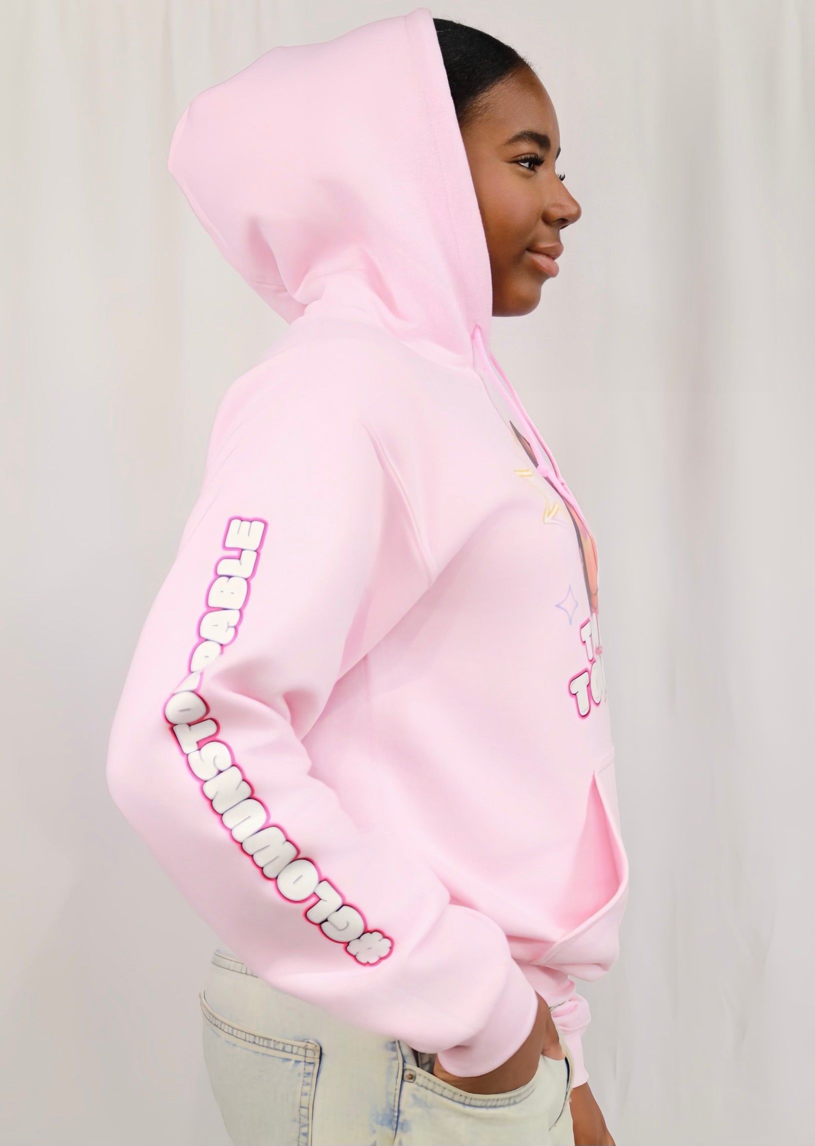 Bubblegum Tracksuit Girl Hoodie – “Too Lit to Quit”