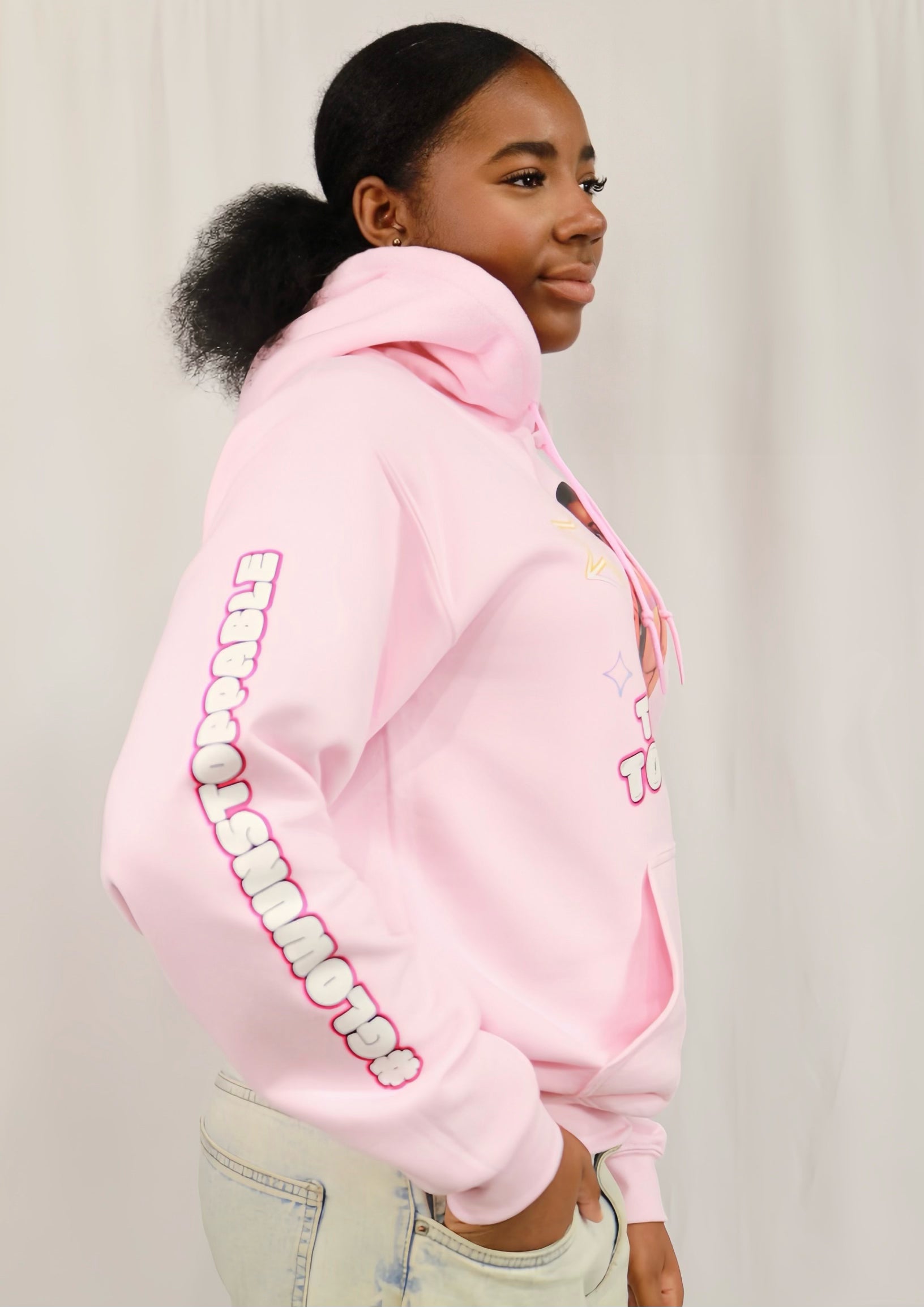 Bubblegum Tracksuit Girl Hoodie – “Too Lit to Quit”