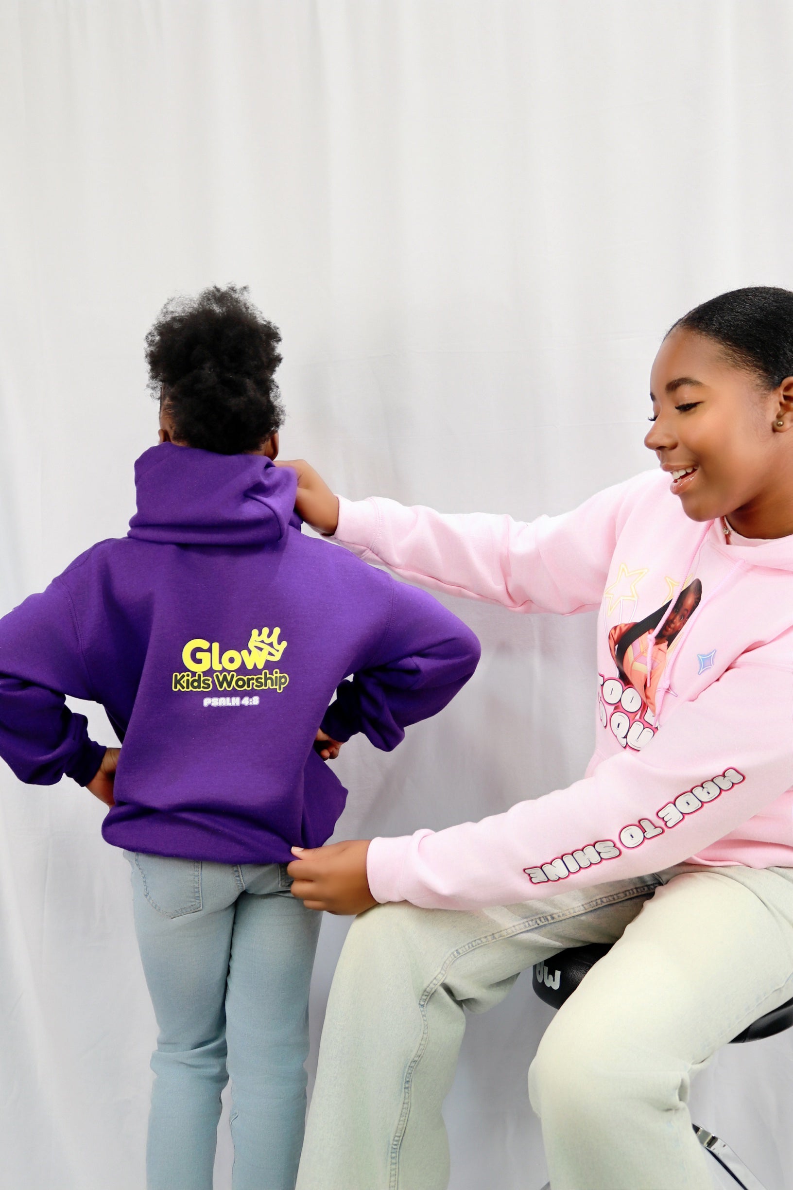 Glow Pajama Girl Hoodie – “Faith Before Bedtime”