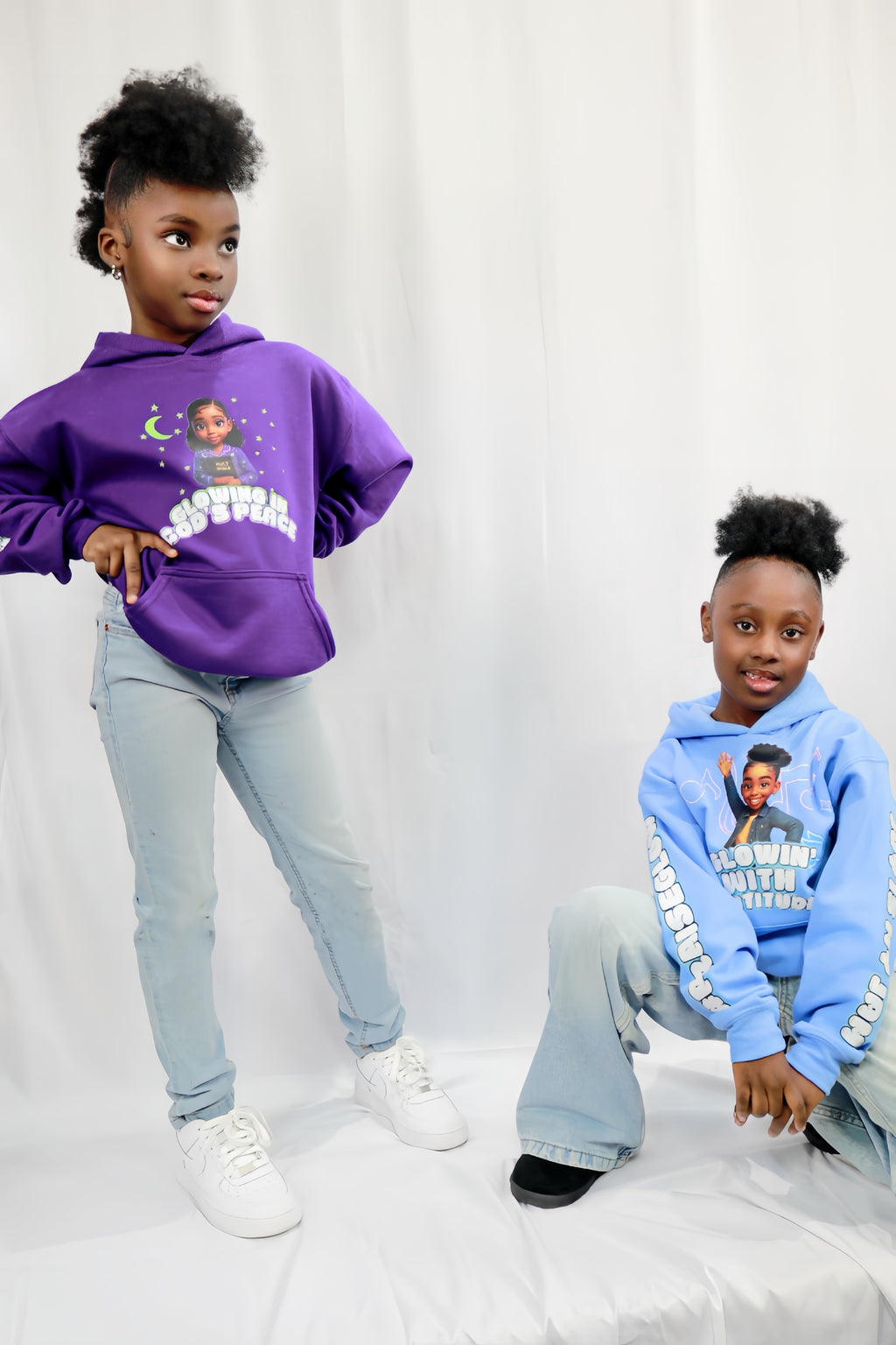 Glow Pajama Girl Hoodie – “Faith Before Bedtime”